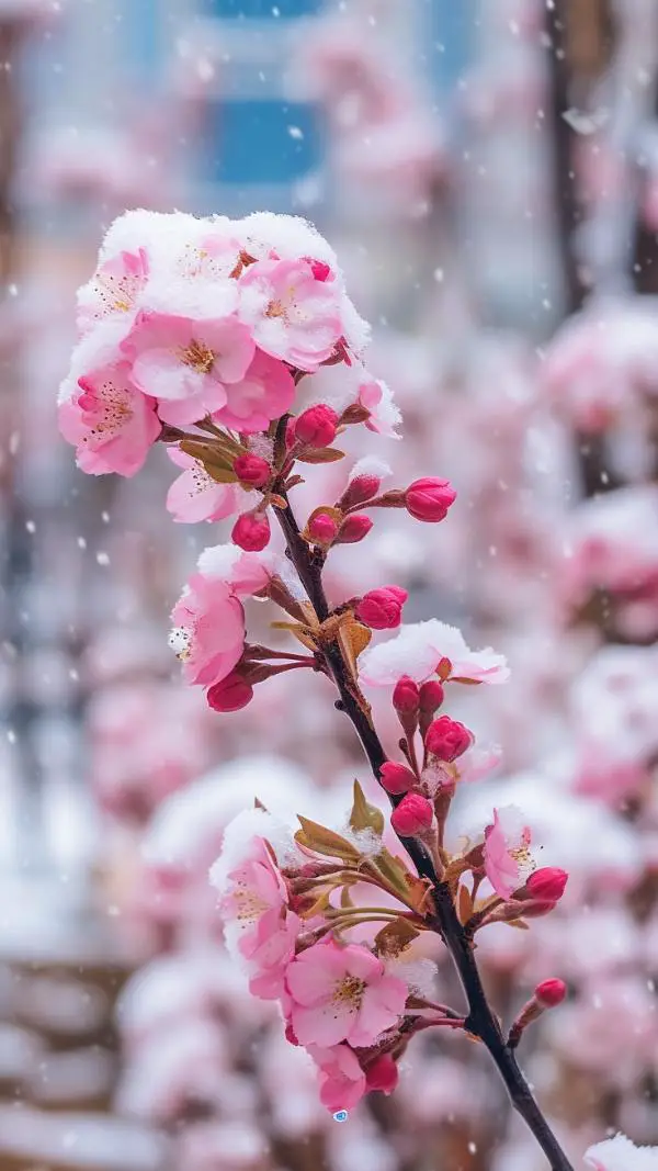 20+ Beautiful Flowers in Snow Mobile & iPhone Wallpaper [Full HD]