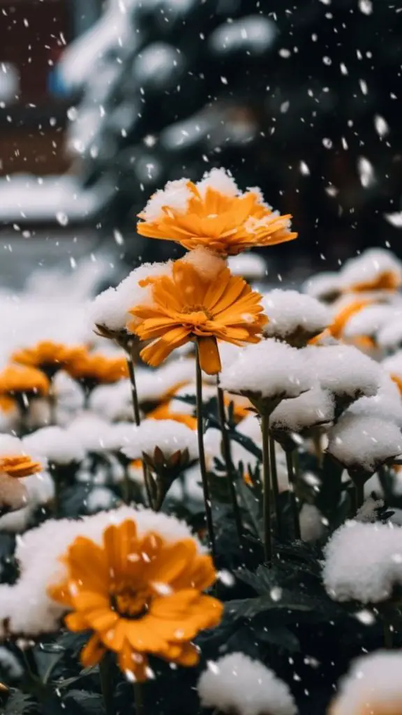 Flowers in Snow iPhone Wallpapers