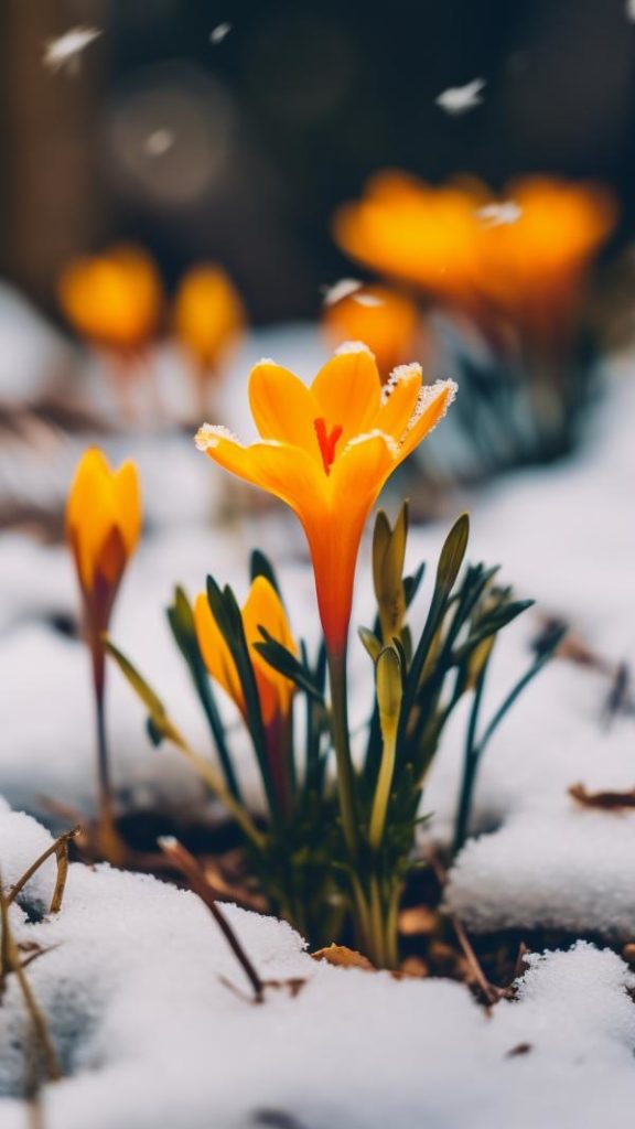 Flowers in Snow iPhone Wallpapers