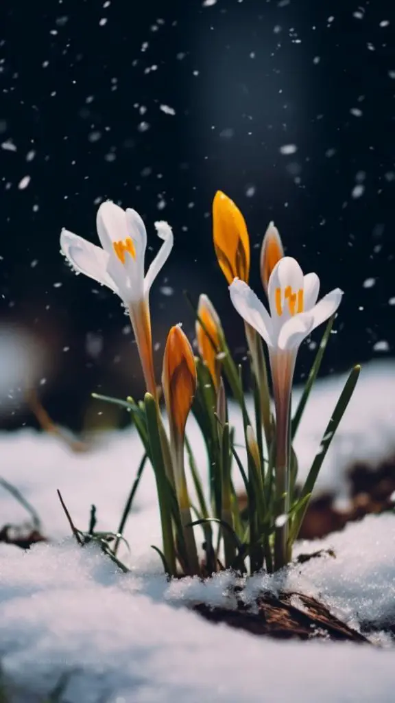 Flowers in Snow iPhone Wallpapers
