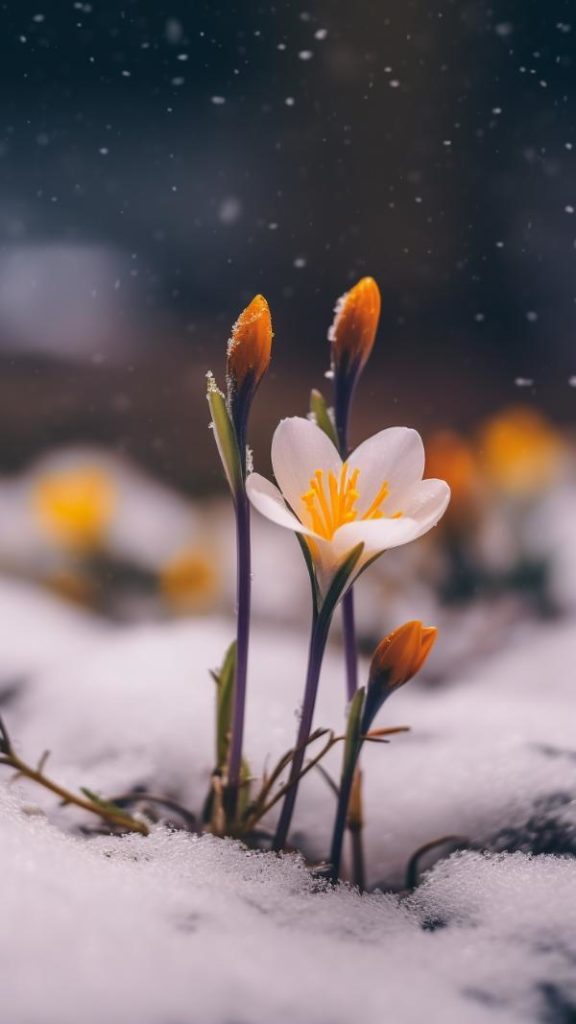 Flowers in Snow iPhone Wallpapers