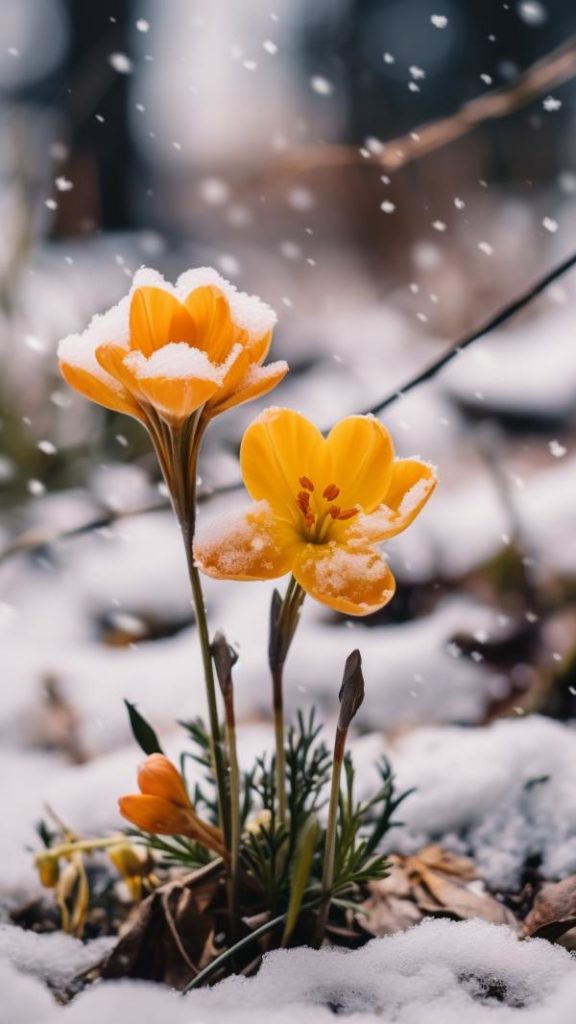 Snow and Flowers iPhone Wallpapers