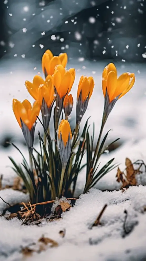 Snow and Flowers iPhone Wallpapers