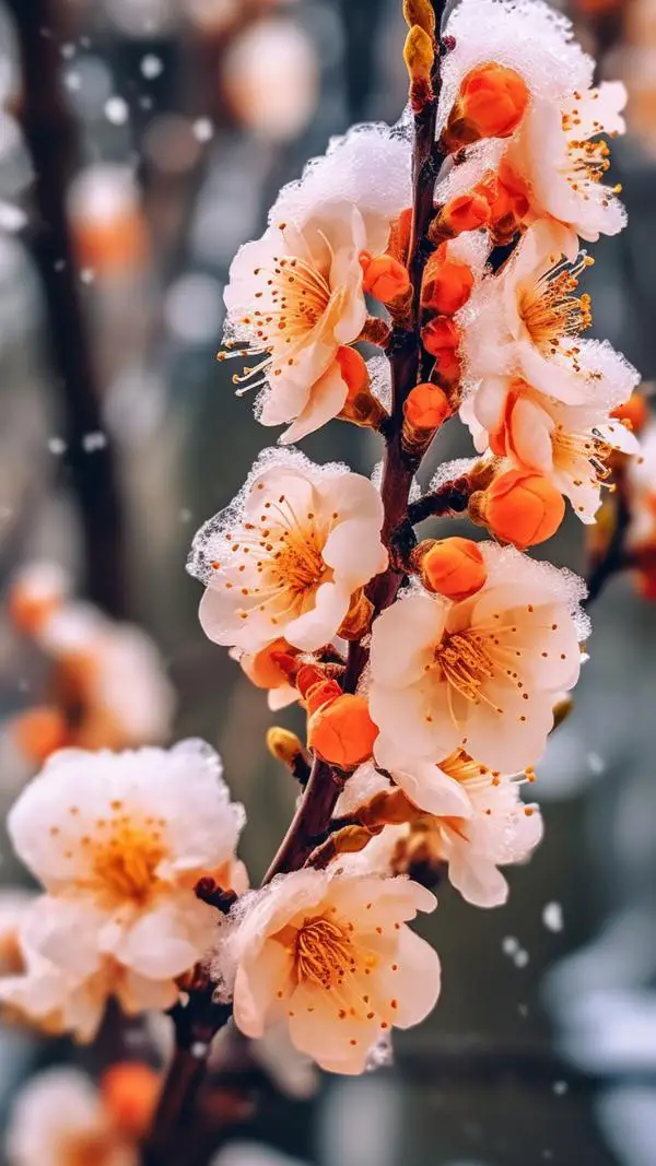 20+ Beautiful Flowers in Snow Mobile & iPhone Wallpaper [Full HD]