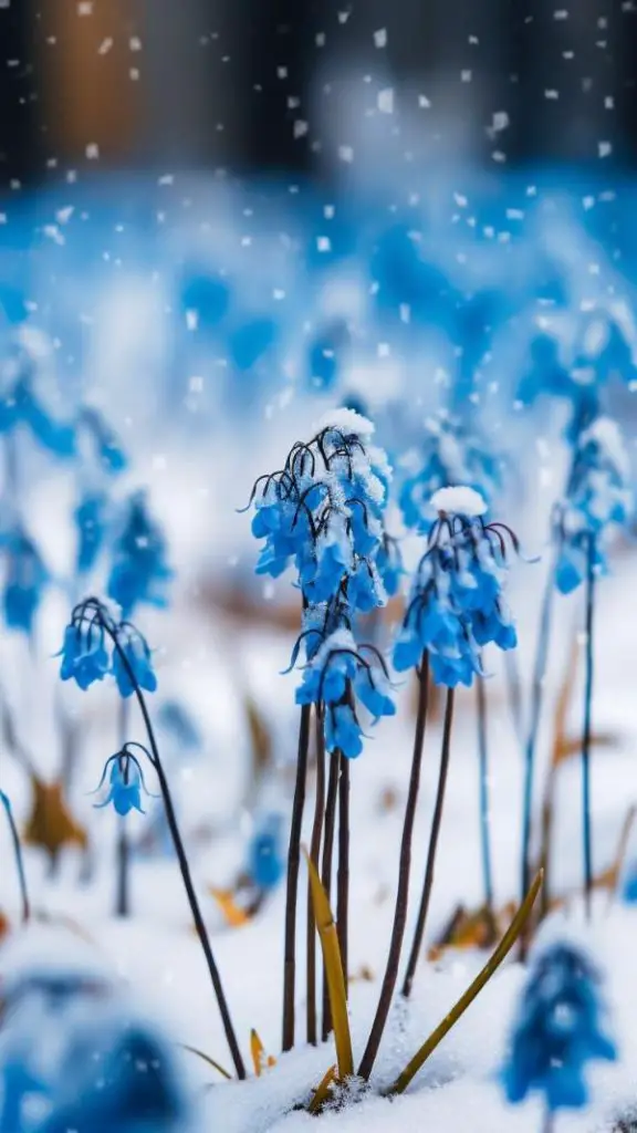Flower in Snow iPhone Wallpaper