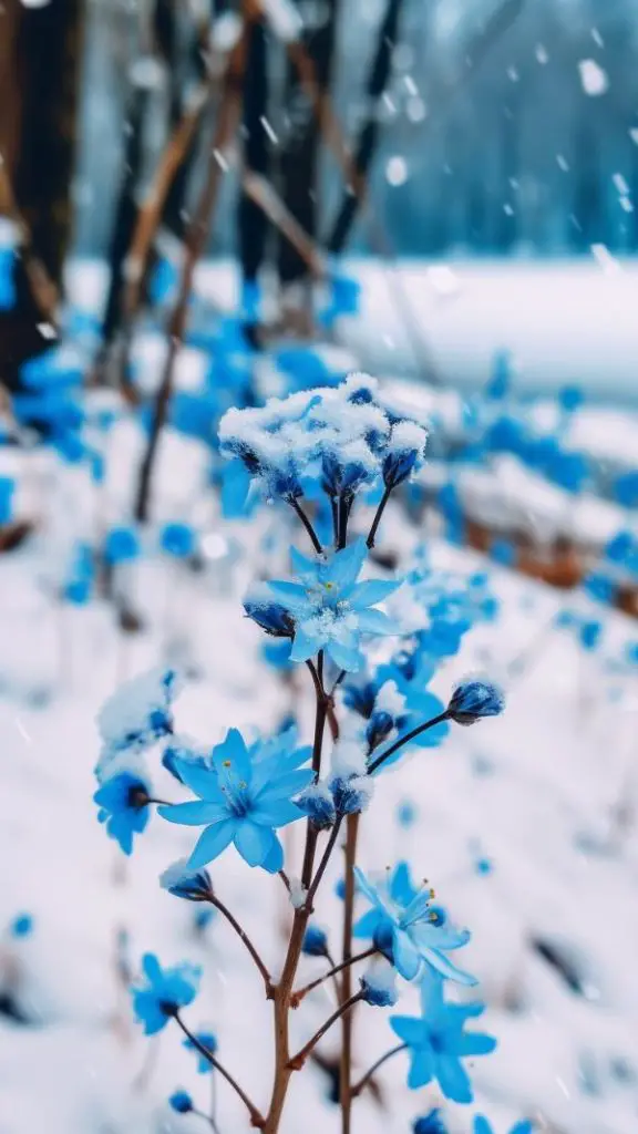 Flowers in Snow iPhone Wallpaper