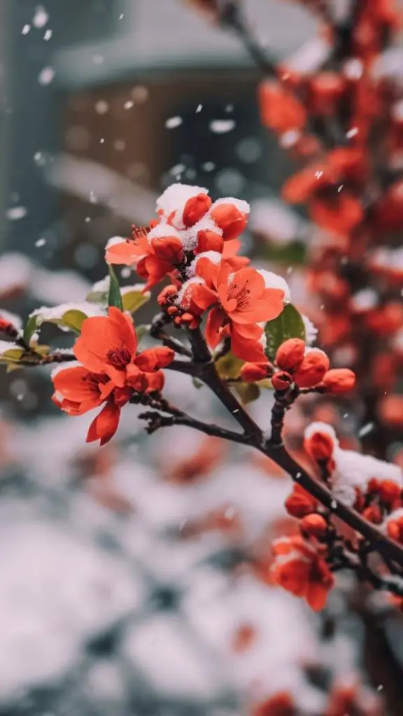 Flower in Snow iPhone Wallpaper